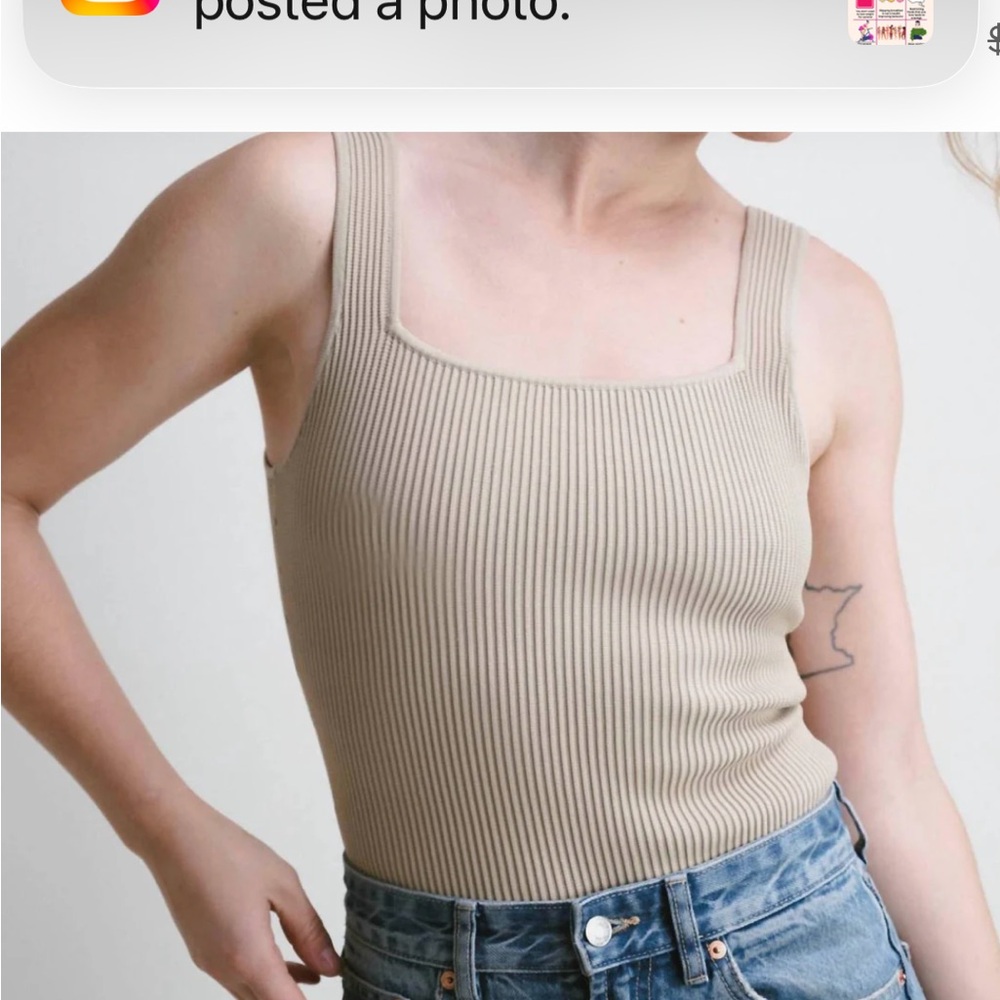 Darling Beige Ribbed Tank Top - Picture 2 of 9
